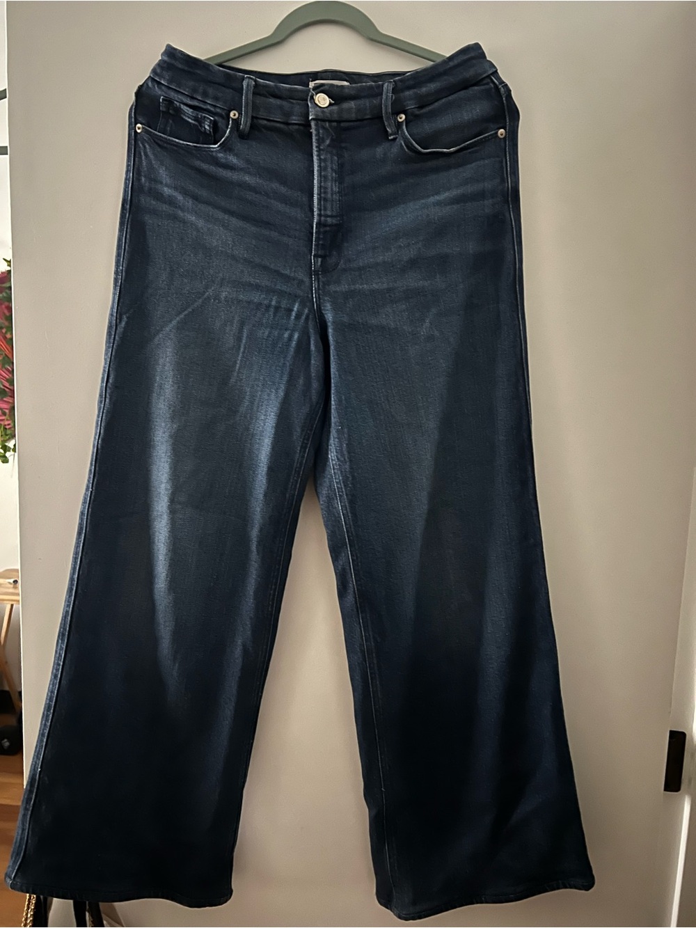 Good American Dark Indigo Wide-Leg Jeans